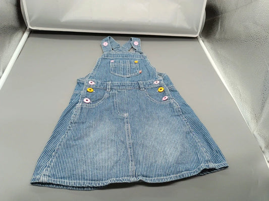 Mädchen Jeans-Latzkleid Hellblau Hickory Gesamtansicht Seitentaschen Gr. 86