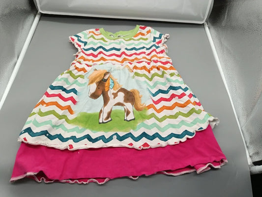 Mädchen Sommerkleid Chevron Pony Fuchs Zweilagig Gesamtansicht