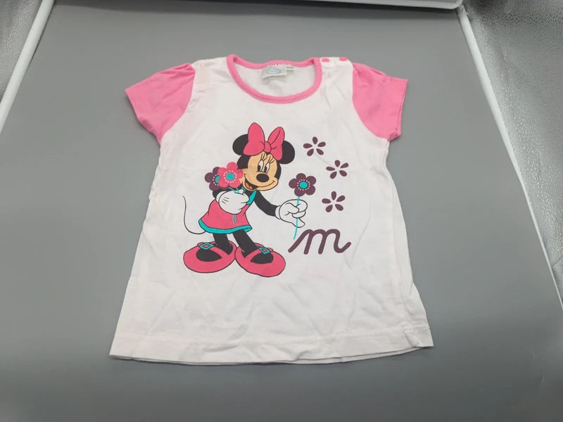 Disney Minnie Mouse T-Shirt Minnie-Print Blumen kursives m Gesamtansicht