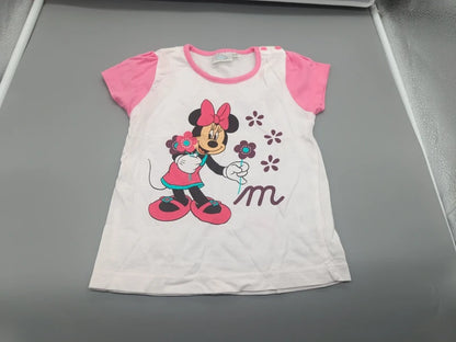Disney Minnie Mouse T-Shirt Minnie-Print Blumen kursives m Gesamtansicht