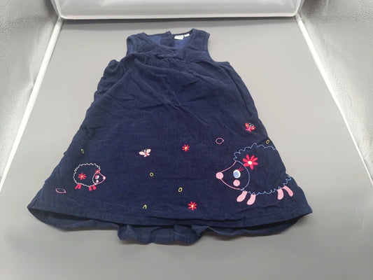 Mädchen Cord-Trägerkleid Marineblau Schaf-Stickerei Gesamtansicht Gr. 86