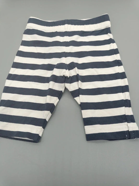 Baby Radlerhose Leggings Navy-Weiß Breite Ringel-Streifen Maritim Elastikbund Vorderansicht Gr. 80