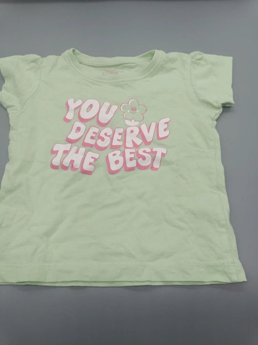 Baby T-Shirt Mintgrün "You Deserve The Best" Bubble-Print Druckknopf Gr. 86