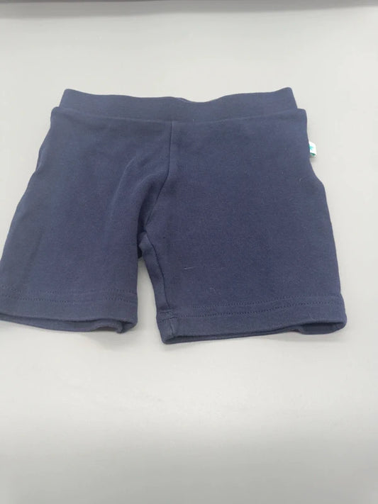 Kinder Radlerhose Shorts Navy Dunkelblau Uni Vorderseite Detail Beinabschluss Rollsaum Gr. 92
