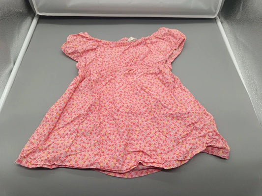 Mädchen Sommerkleid Rosa Blümchen Flatterärmel Vorderseite