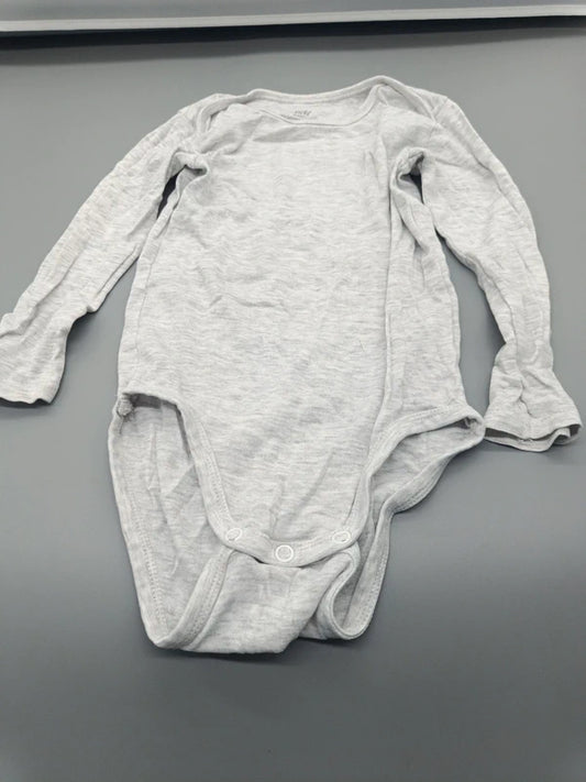 Baby Langarm-Body Graumeliert Basic Vorderseite Druckknopf