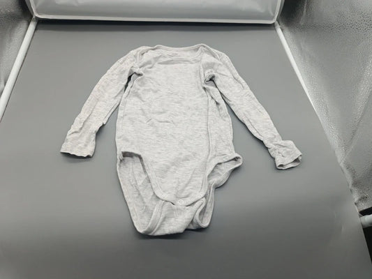 Baby Langarm-Body Graumeliert Basic Gesamtansicht liegend