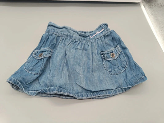 Baby Jeansrock Lindex Hellblau Chambray Cargotaschen Vorderseite