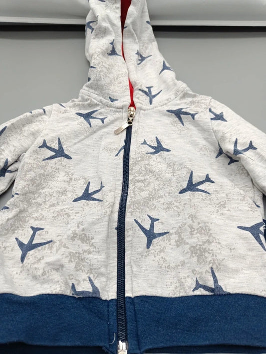 Baby Jungen Zip-Hoodie Flugzeug-Print Nahaufnahme Reiißverschluss