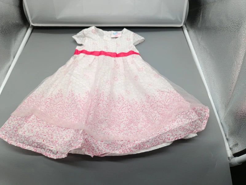 Mädchen Festkleid Topitop Weiß Rosa Vorderseite