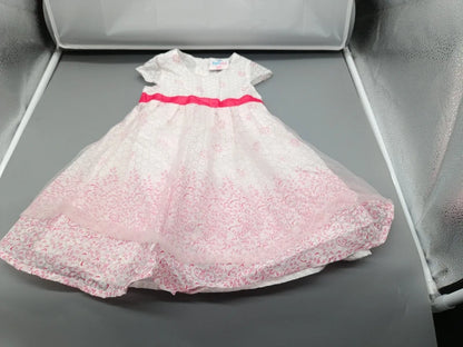 Mädchen Festkleid Topitop Weiß Rosa Vorderseite