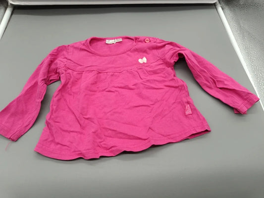 Baby Langarmshirt Pink Schmetterling Peplum Vorderseite Schulterknopf