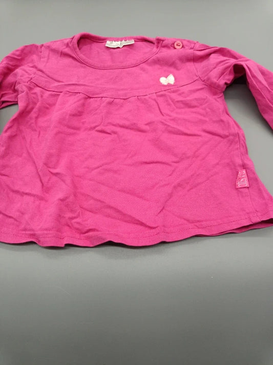 Baby Langarmshirt Pink Schmetterling Applikation Nahaufnahme