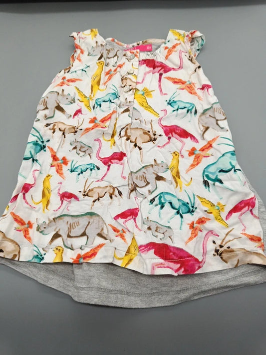 Mädchen Kleid Wildtier-Print Oberteil Rüschenbärmel Vorderseite