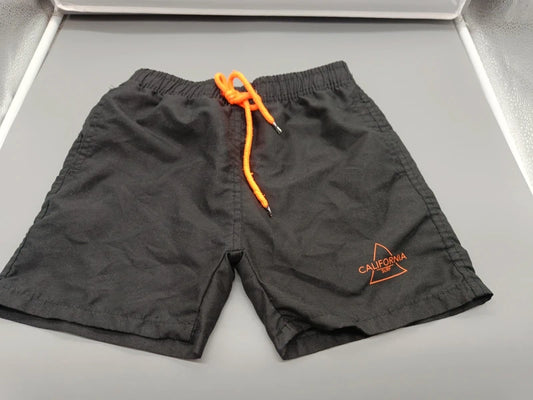Kinder Badeshorts California Surf Dunkelgrau Neonorange Vorderseite