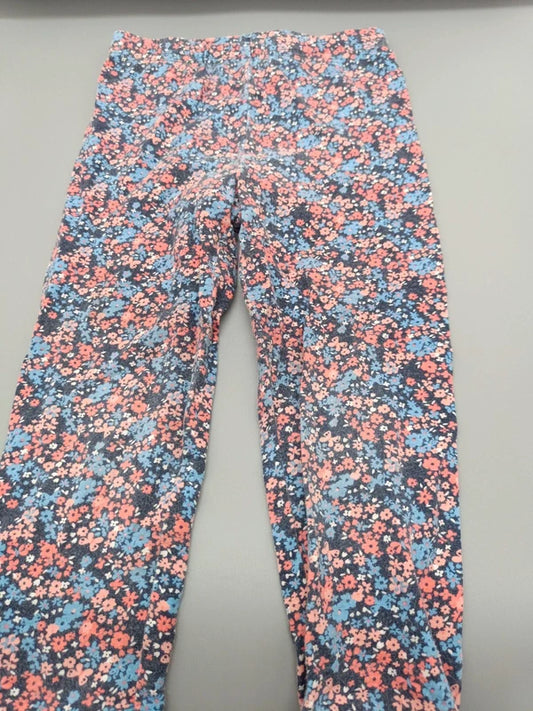 Mädchen Leggings Ditsy Blumenprint Dunkelgrau Rosa Hellblau Vorderseite