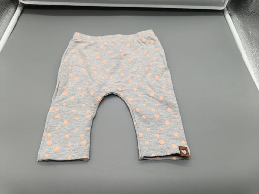 Baby Leggings Graumeliert Lachs Punkte Herz-Label Vorderseite