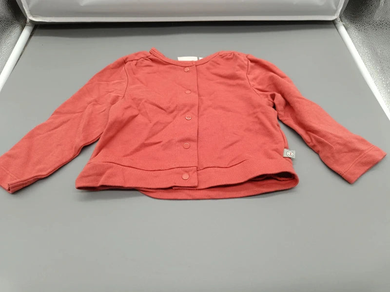 Baby Langarmshirt Koralle Rückseite mit Druckknopf