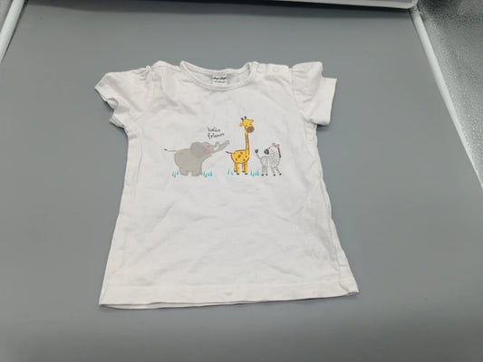 Baby T-Shirt Hello Friends Weiß Gesamtansicht Flatterärmel