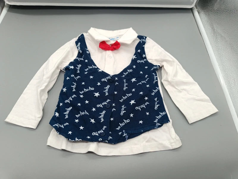 Baby Weihnachts-Shirt 2in1 Weste hohoho Fliege Vorderseite