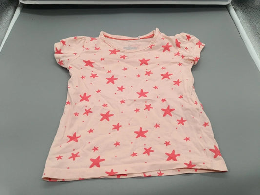 Mädchen T-Shirt Rosa Seestern Allover-Print Puffaermel Vorderseite