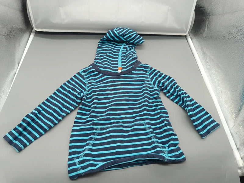 Kinder Hoodie Streifen Dunkelblau Türkis Vorderseite