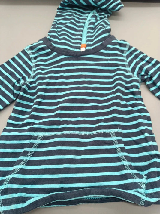 Kinder Hoodie Streifen Dunkelblau Türkis Nahaufnahme Tasche