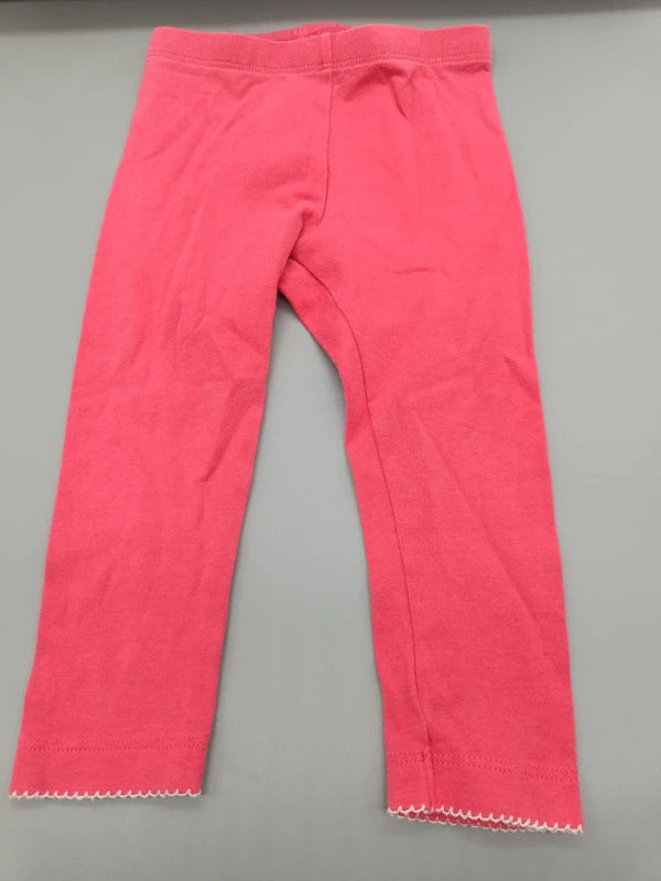 Mädchen Legging Neonpink Häkelsaum Vorderseite