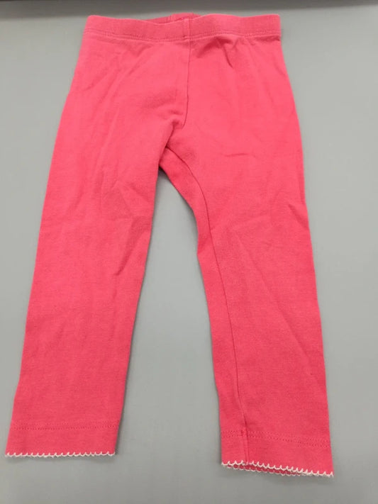 Mädchen Legging Neonpink Häkelsaum Vorderseite