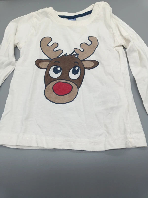 Kinder Langarmshirt Rudolph Rentier Print Nahaufnahme