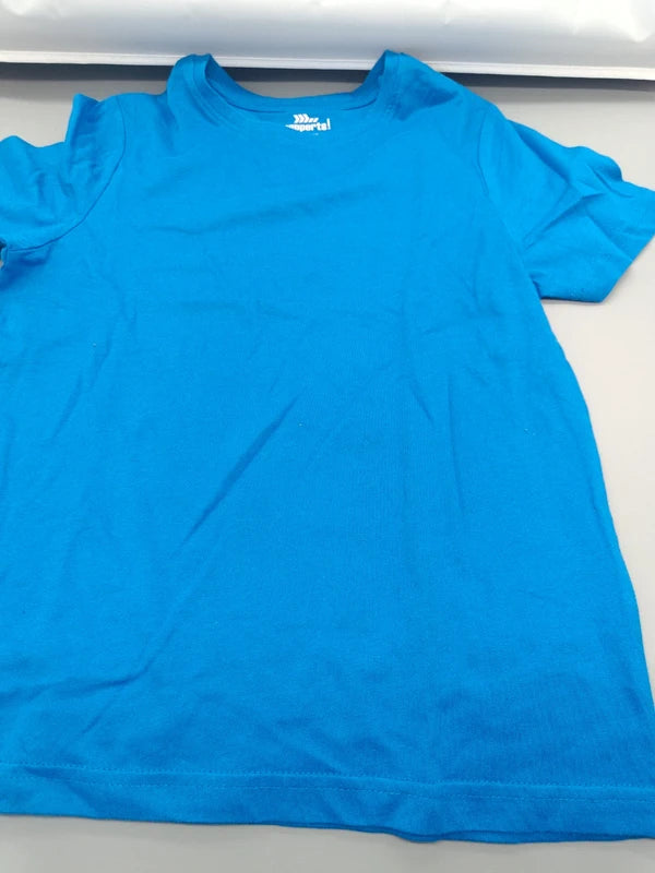 Kinder T-Shirt Azurblau Nahaufnahme Kragen