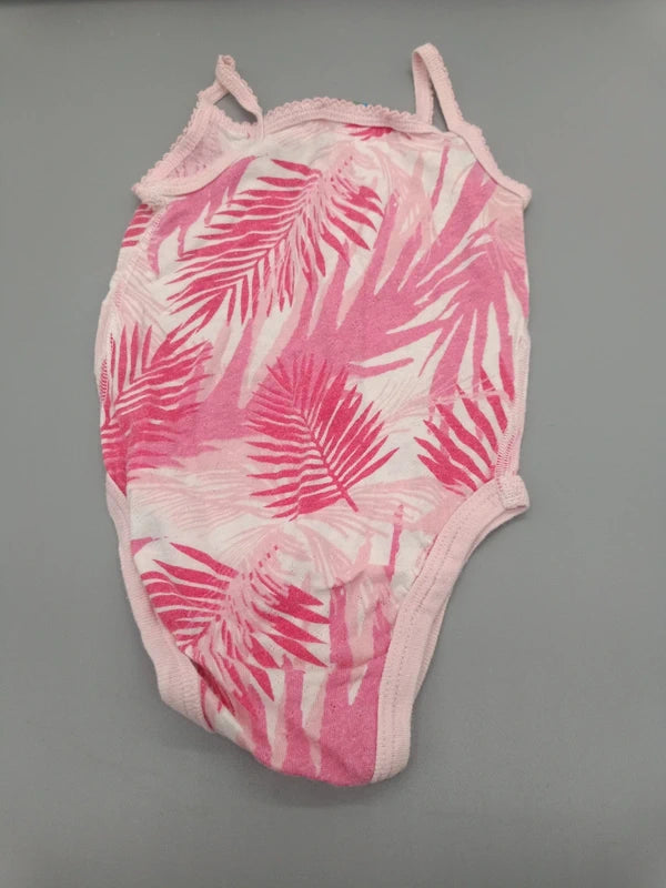 Baby Body Palmblatt Pink Weiß Rückseite