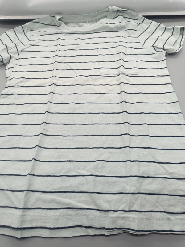 Kinder T-Shirt Streifen Weiss Dunkelblau Vorderseite