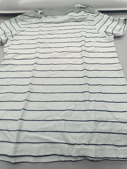 Kinder T-Shirt Streifen Weiss Dunkelblau Vorderseite
