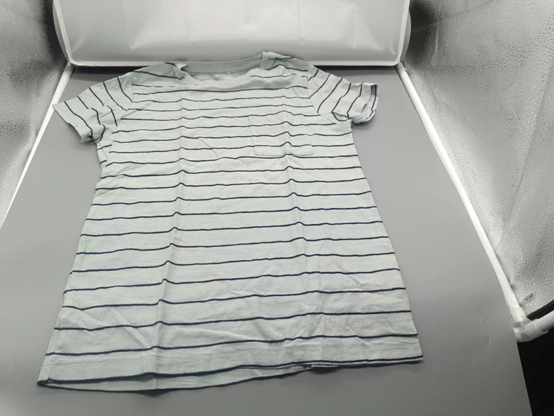 Kinder T-Shirt Streifen Weiss Dunkelblau Rueckseite