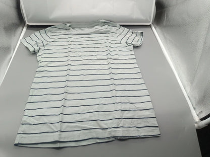 Kinder T-Shirt Streifen Weiss Dunkelblau Rueckseite