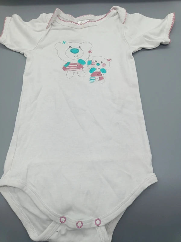 Baby Body Weiß Teddybär-Print Vorderseite