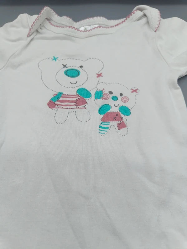 Baby Body Weiß Teddybär-Print Detail