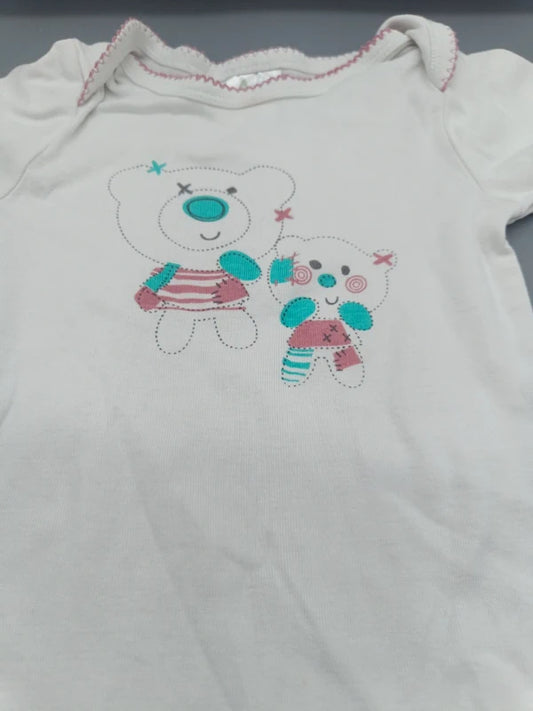 Baby Body Weiß Teddybär-Print Detail