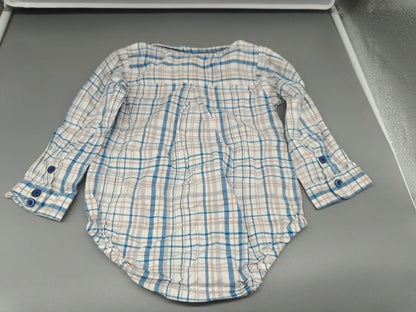 Baby Hemd-Body Karo Weiß Blau Rückseite