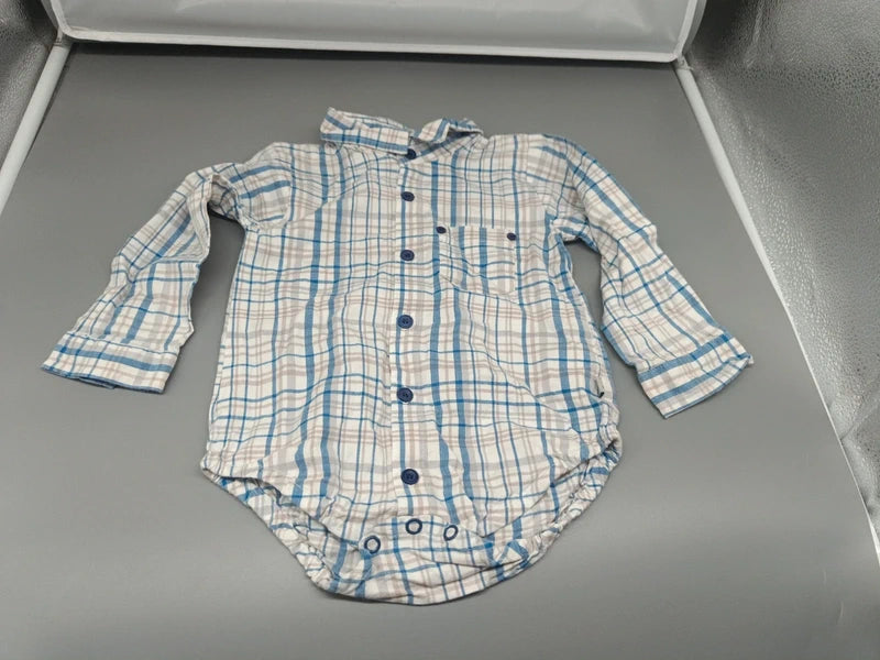 Baby Hemd-Body Karo Weiß Blau Gesamtansicht