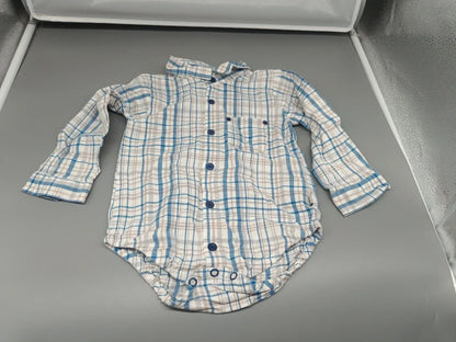 Baby Hemd-Body Karo Weiß Blau Gesamtansicht