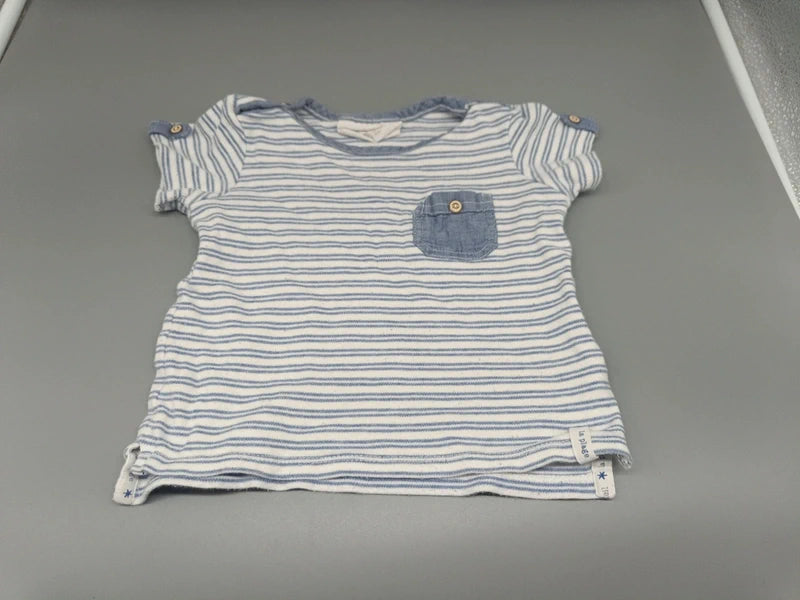 Baby T-Shirt Streifen Hellblau Weiss Vorderseite