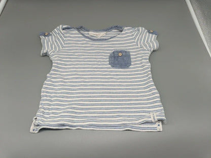 Baby T-Shirt Streifen Hellblau Weiss Vorderseite