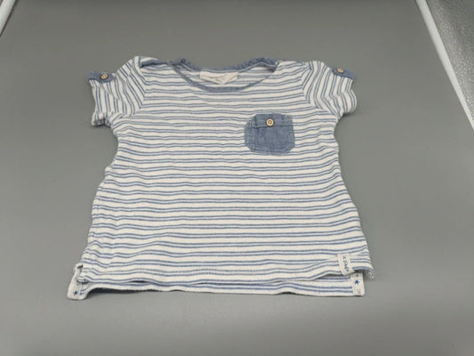 Baby T-Shirt Streifen Hellblau Weiss Vorderseite