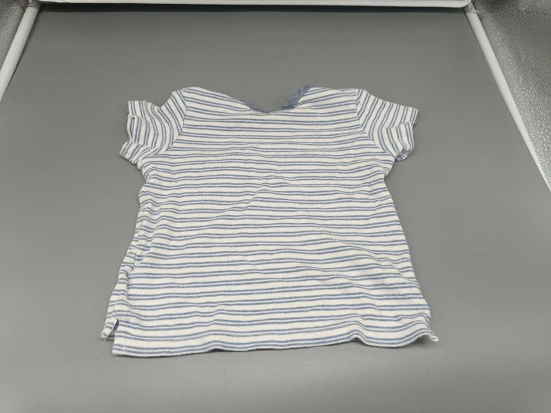 Baby T-Shirt Streifen Hellblau Weiss Rückseite
