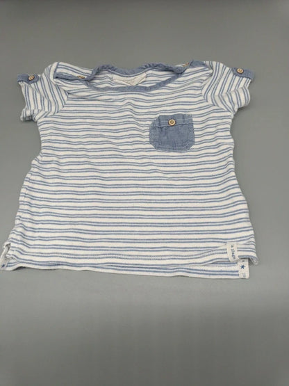 Baby T-Shirt Streifen Hellblau Weiss Detail