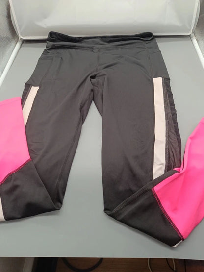 Damen Sport-Leggings Schwarz Pink Colorblock Gesamtansicht