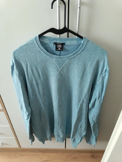 Herrenpullover hellblau – Fishbone (Gr. XL)