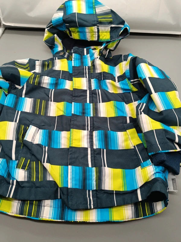 Bunt karierte Name It Kinderjacke Größe 92 mit Kapuze und Reißverschluss, Vorderseite